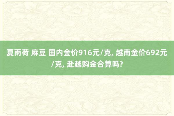 夏雨荷 麻豆 国内金价916元/克， 越南金价692元/克， 赴越购金合算吗?